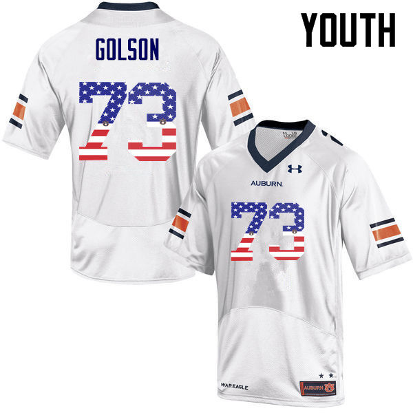 Youth #73 Austin Golson Auburn Tigers USA Flag Fashion College Football Jerseys-White - Click Image to Close